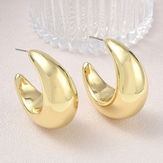 Brass Stud Earrings, Half Hoop Earrings