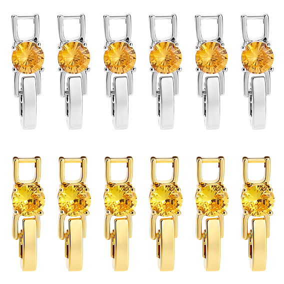 12 шт. 2 цвета, стойка, покрытие, латунь, микропаве, кубический цирконий, застежки для часового ремешка, долговечный, без свинца и без кадмия