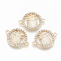 Alloy Rhinestone Links Connectors, Ring with Pineapple