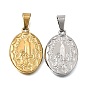 304 Stainless Steel Pendants, with 201 Stainless Steel Snap On Bails, Oval with Virgin Charms