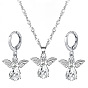 Alloy Fairy Jewelry Set, Crystal Glass Rhinestone Pendant Necklace and Dangle Leverback Earrings