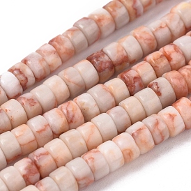 Synthetic Red Netstone Beads Strands, Flat Round/Disc