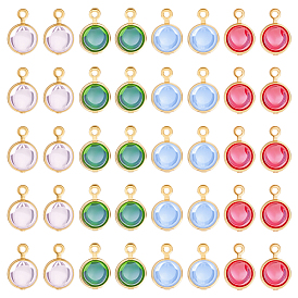 40 шт. 4 цвета 304 круглые подвески из окрашенного натурального кварца в оболочке из нержавеющей стали, золотые