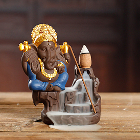 Ceramic Backflow Incense Burners, Ganesha Incense Holders, Home Office Teahouse Zen Buddhist Supplies