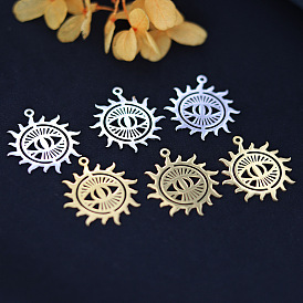 201 подвески из нержавеющей стали, лазерная резка, солнце с оберегом от сглаза