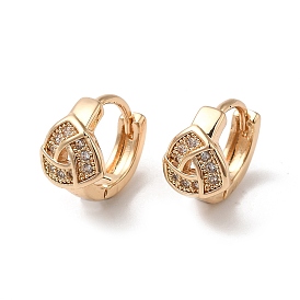 Brass Cubic Zirconia Hoop Earrings for Women, Hollow Triangle