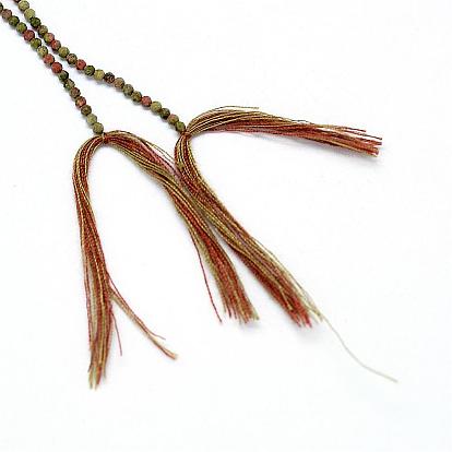 Natural Unakite Bead Strands, Faceted, Round