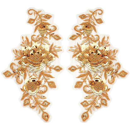 1 Пара аксессуаров для костюма из полиэстера с вышивкой и пайетками, швейные украшения, цветок