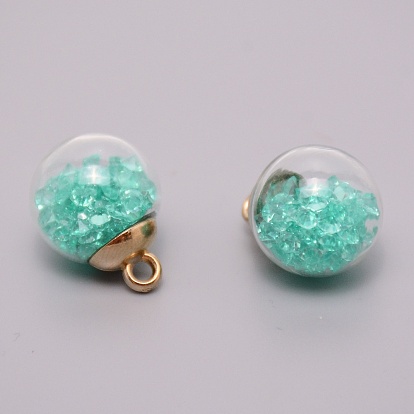 Colgantes de cristal, con diamantes de imitación de resina y fornitura de plástico, rondo