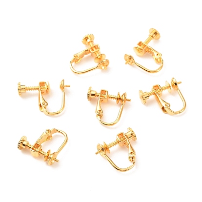 Brass Clip-on Earring Findings, Cadmium Free & Nickel Free & Lead Free, Long-Lasting Plated