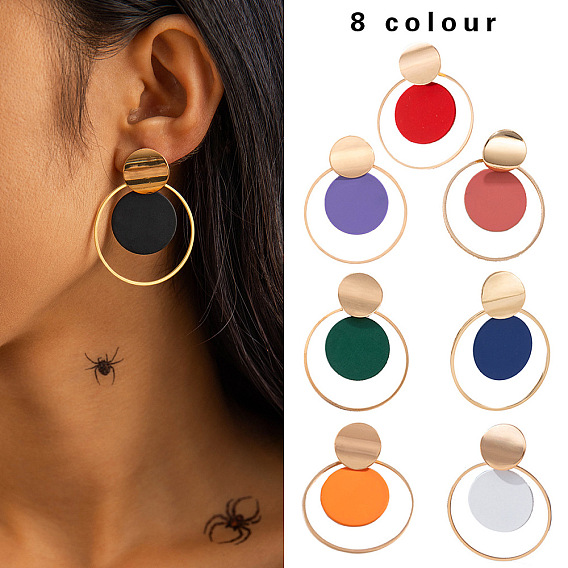 Литые эмаль болтаться серьги стержня, с акриловой, золотые