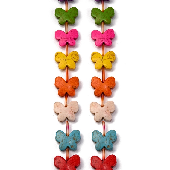 Синтетических нитей бирюзовые бусы, окрашенные, бабочка