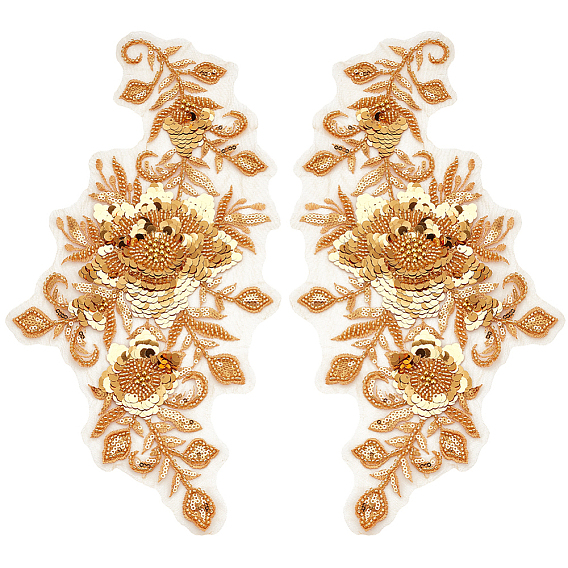 1 Пара аксессуаров для костюма из полиэстера с вышивкой и пайетками, швейные украшения, цветок