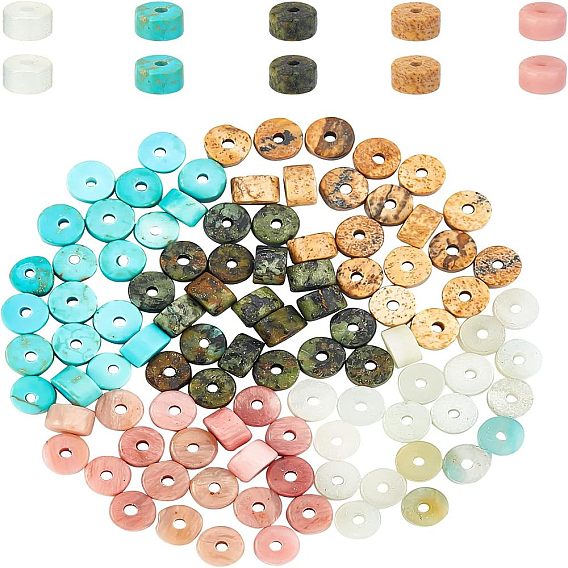 Бусины из натурального смешанного драгоценного камня, круглые, бусина хейши, Плоский круглый / диск