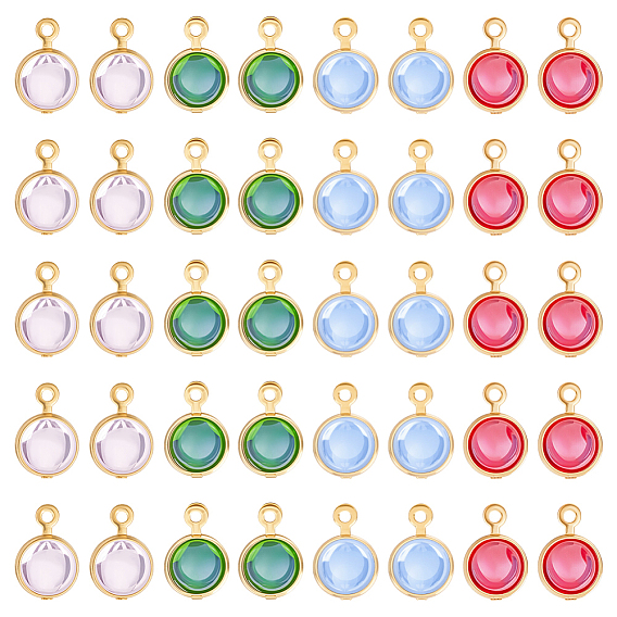 40 шт. 4 цвета 304 круглые подвески из окрашенного натурального кварца в оболочке из нержавеющей стали, золотые
