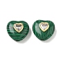 Synthetic Malachite Beads, Heart, with Brass Micro Pave Clar Cubic Zirconia Findings, Golden