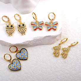 18K Gold Plated Animal Earrings for Women - Butterfly, Owl, Bear