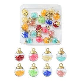 20pcs transparente Glasflaschenanhänger, mit Glasstrass innen und umweltfreundlichen Plastikflaschenverschlüssen, Runde Charme