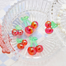 Transparent Acrylic Pendants, AB Color, Cherry Charms