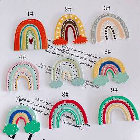 Opaque Printed Acrylic Pendants, Rainbow Charm