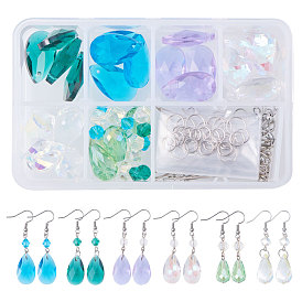 SUNNYCLUE DIY Earring Making, with Glass Pendants, Glass Beads, Iron Open Jump Rings, Brass Earring Hooks and Iron Eye Pin
