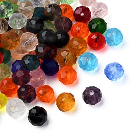 Perles à facettes en verre transparent rondelle