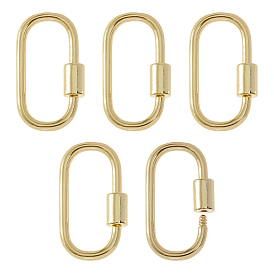 5шт. латунные винтовые карабины-замки-брелки, для изготовления ожерелий, овальные