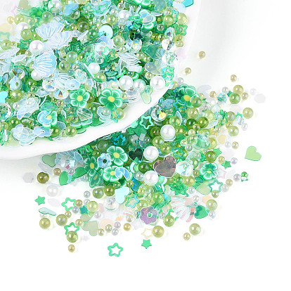 Ручной полимерной глины кабошонов, с пластиковыми пайетками и искусственным жемчугом из АБС и акриловыми стразами, разнообразные