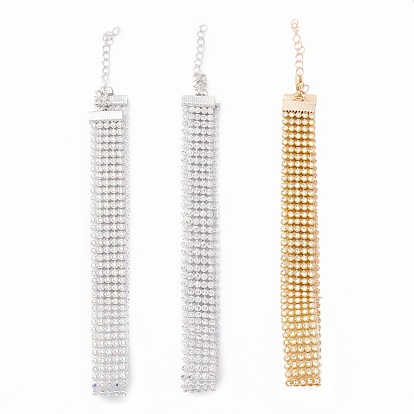 5 collar de gargantilla con diamantes de imitación de cristal en fila, collar ancho de strass para mujer