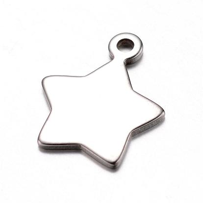 201 Stainless Steel Charms, Star, 16.5x13.5x1mm, Hole: 1.5mm