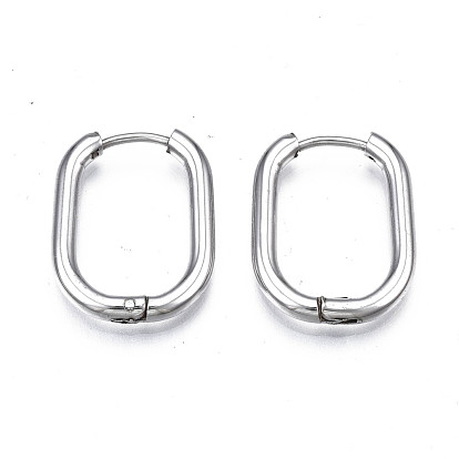 201 Stainless Steel Oval Hoop Earrings, with 304 Stainless Steel Pins, Hinged Earrings for Women