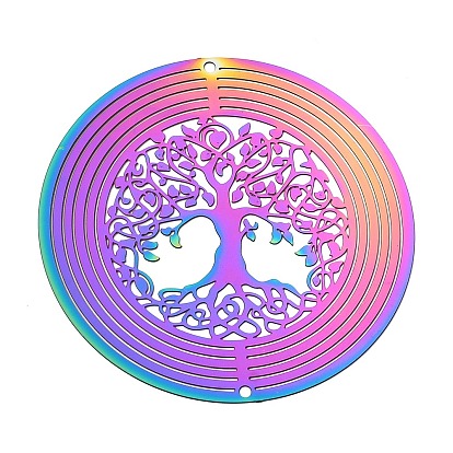 Древо жизни 201 нержавеющая сталь 3 вращающийся подвесной ветряной вертушка, для украшения сада внутри и снаружи помещения