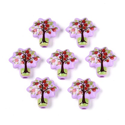 Печатные непрозрачные акриловые бусины, яблоня