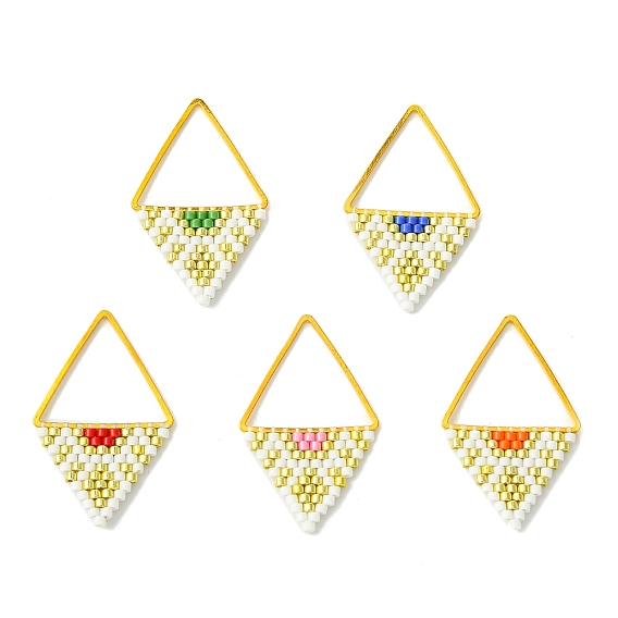 Подвески из бисера Miyuki Glass., треугольник прелести, с латунной связывая кольца, золотые