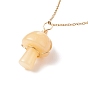 Natural & Synthetic Mixed Stone Mushroom Pendant Necklaces, Light Gold Tone Copper Wire Wrap Necklace for Women