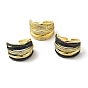 Cubic Zirconia Multi Line Criss Cross Open Cuff Ring, Real 18K Gold Plated Brass Wide Ring, Lead Free & Cadmium Free