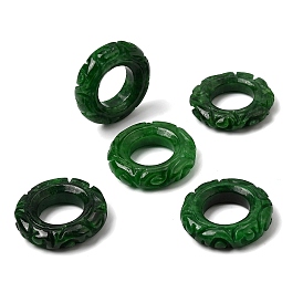 Натуральные кольца из окрашенного бирманского нефрита., резное кольцо