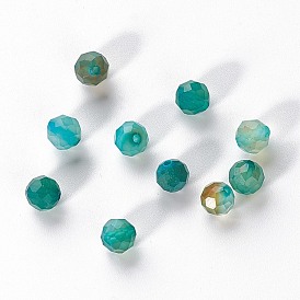Natural Agate Beads, Dyed & Heated, Faceted, Round