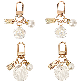 4 шт. 2 стили симпатичная подвеска в форме ракушки и круглая подвеска из АБС-пластика, подвески с поворотными застежками из сплава, подвески на клипсах, для брелка, кошелек, украшение для рюкзака