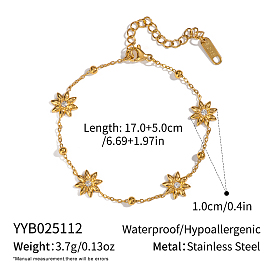 Элегантные 304 браслеты-цветы из нержавеющей стали с кристаллами и стразами для женщин