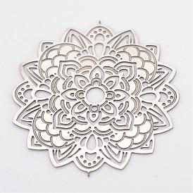 304 Stainless Steel Filigree Joiners, Flower, 36x34x0.5mm, about 175~190pcs/bag