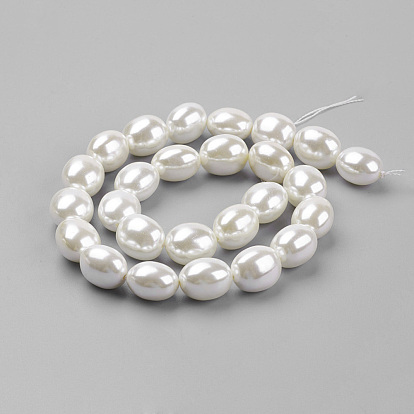 Shell Pearl Beads Strands, Oval, Dyed