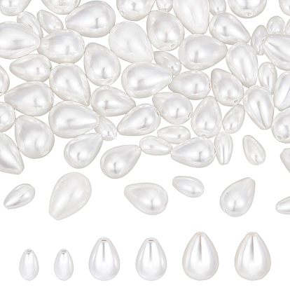 60шт. 3 стили нитей из полированных жемчужных бусин из ракушек, слеза