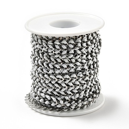 304 Stainless Steel Cobs Chains, with Enamel, Soldered, with Spool