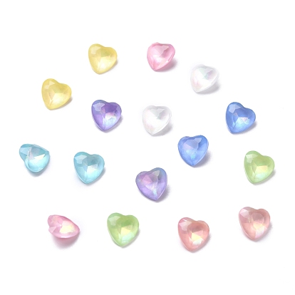 K5 Faceted Glass Pointed Back Rhinestone Cabochons, Heart