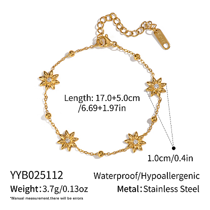 Элегантные 304 браслеты-цветы из нержавеющей стали с кристаллами и стразами для женщин