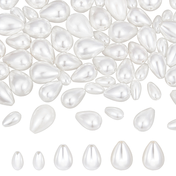 60шт. 3 стили нитей из полированных жемчужных бусин из ракушек, слеза