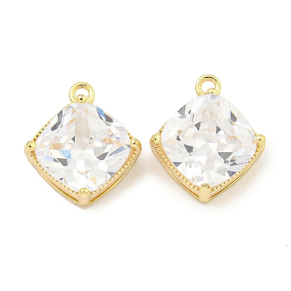 Латунь стекло кулоны, ромб прелести, прозрачные