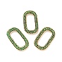Rack Plating Brass Micro Pave Cubic Zirconia Linking Rings, Long-Lasting Plated, Cadmium Free & Lead Free, Oval, Golden