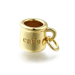 Brass Pendants, Coffee Cup Charms, Long-Lasting Plated, Lead Free & Cadmium Free, Rack Plating, with Jump Ring
